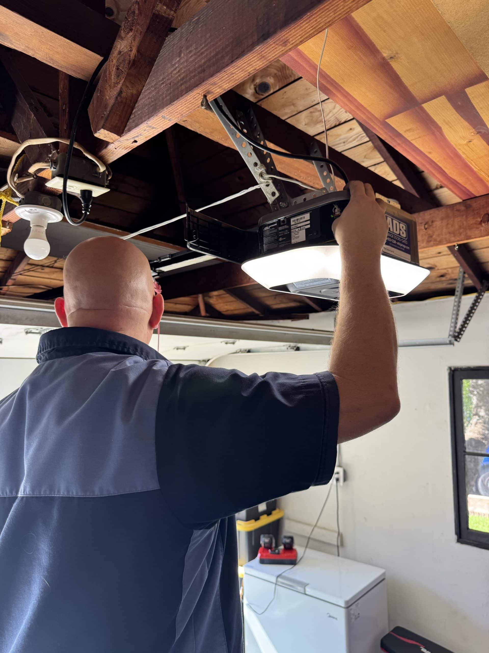 Garage door opener installation.